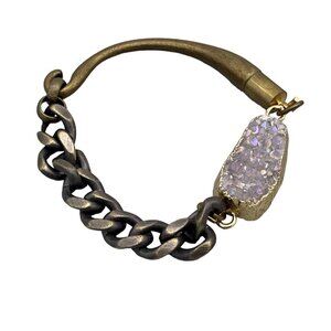 Druzy Agate Gemstone Chunky Chain Bracelet Hook Closure